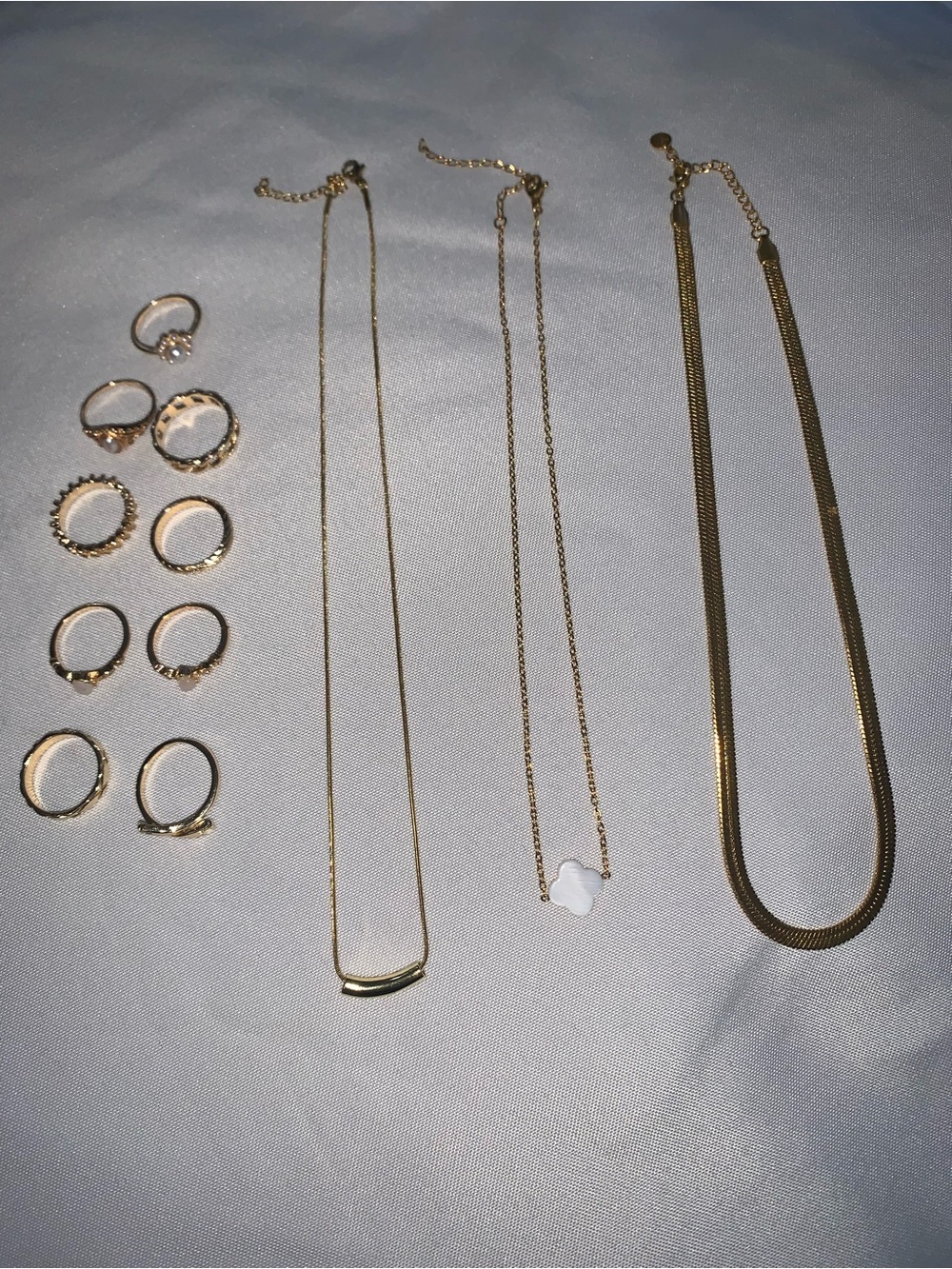 Gold-Tone Necklace and Ring Set - Elegant Layering Jewelry